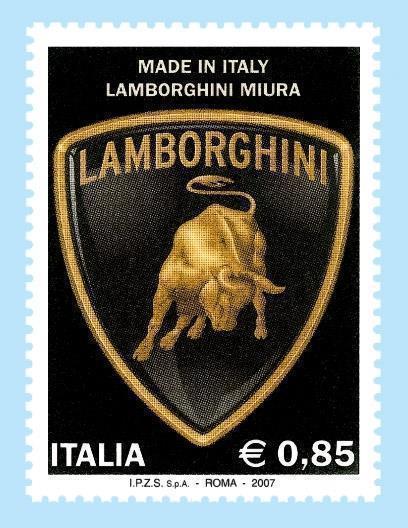 Die italienische Post verewigt den Lamborghini Miura auf einer Briefmarke. Foto: Auto-Reporter